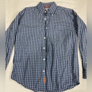 Men's Blue Checkered Button-Down Shirt